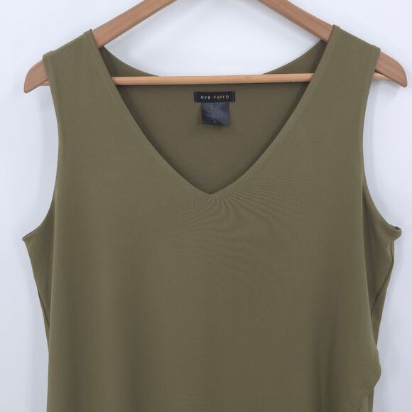 Eva Varro Slinky Tunic Top Asymmetrical Hem Layered Lagenlook Artsy Green - Picture 4 of 14